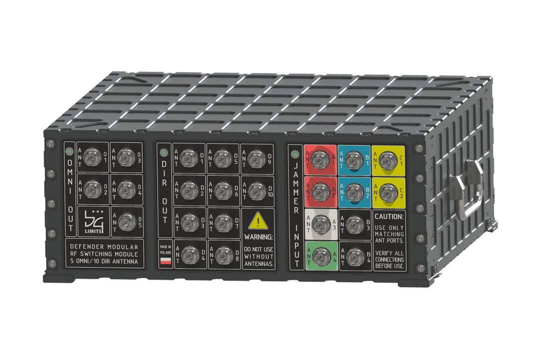 Defender RF Box antenna switching module — instantaneous low-loss switching between two antenna sets